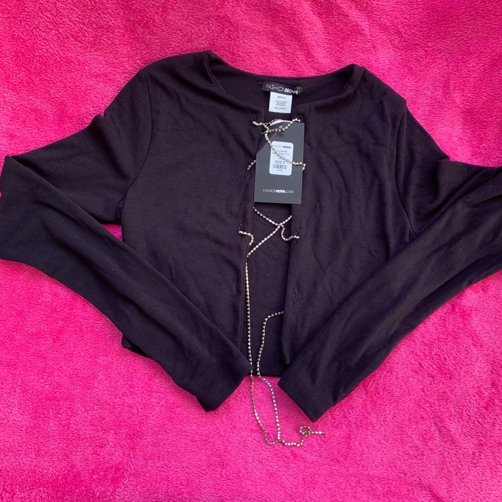 Fashion Nova Black Cropped Hoodie